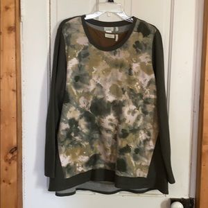 LOGO Lounge by Lori Goldstein Green Layered Shirt